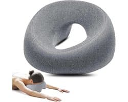 Massagehoofdsteun, bedhoofdsteun, geperforeerd massagekussen, gezichtskussen, professioneel massagelichaamskussen, voor kantoor en thuisgebruik, grijs. - afbeelding 1