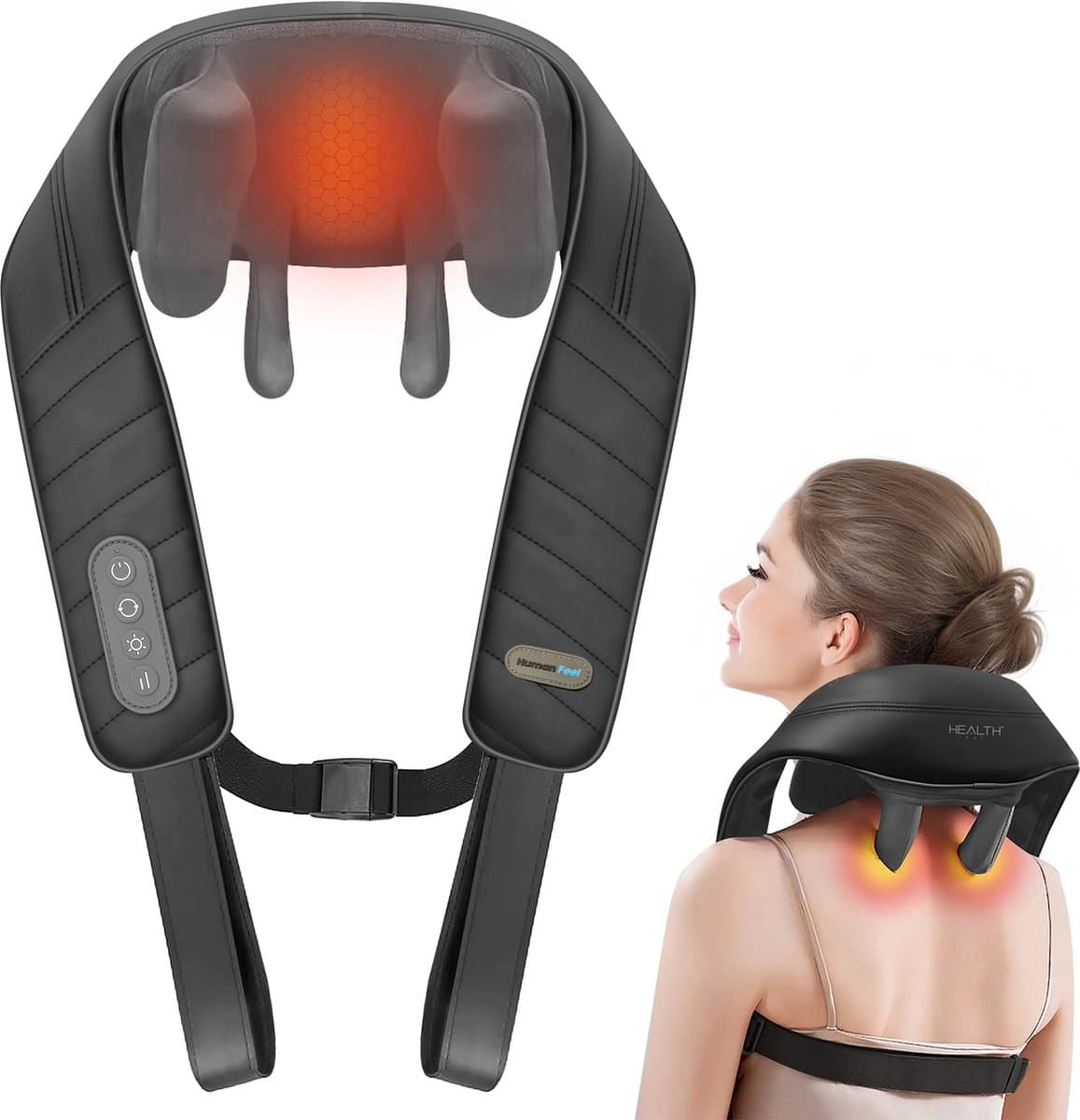 Health Bay® Human Feel - Nekmassage Apparaat - Massage Apparaat voor Nek en Schouder - Shiatsu Massagekussen Draadloos - Jouw Persoonlijke Masseur voor Thuis - afbeelding 1