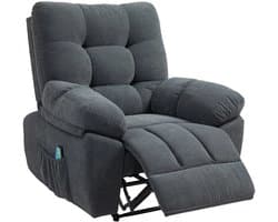 Elektrische Massagestoel - Power Massagefauteuil - 8 Massagepunten - 150 Graden Kantelbaar - met Massage & Verwarming - met Afstandsbediening en Timer - tot 150 kg - Relaxfauteuil - Grijs