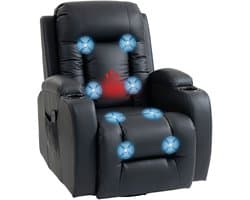 Homcom Massage Relaxstoel-Kunstleer, staal-99L x 82B x 103H cm-Zwart