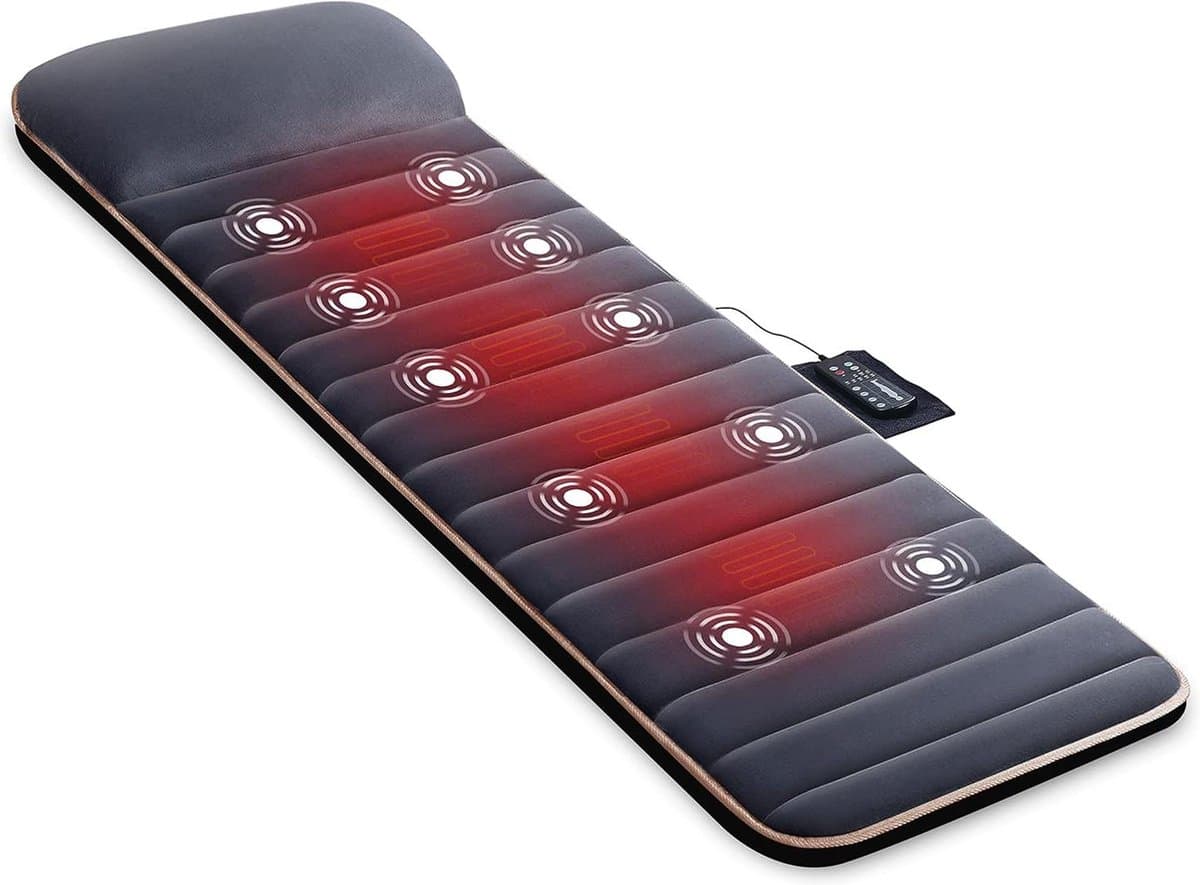 Massagemat met warmte en 10 vibratiemotoren - Ontlasting lumbale wervelkolom en benen - Cadeaus mannen vrouwen massage matras - afbeelding 1