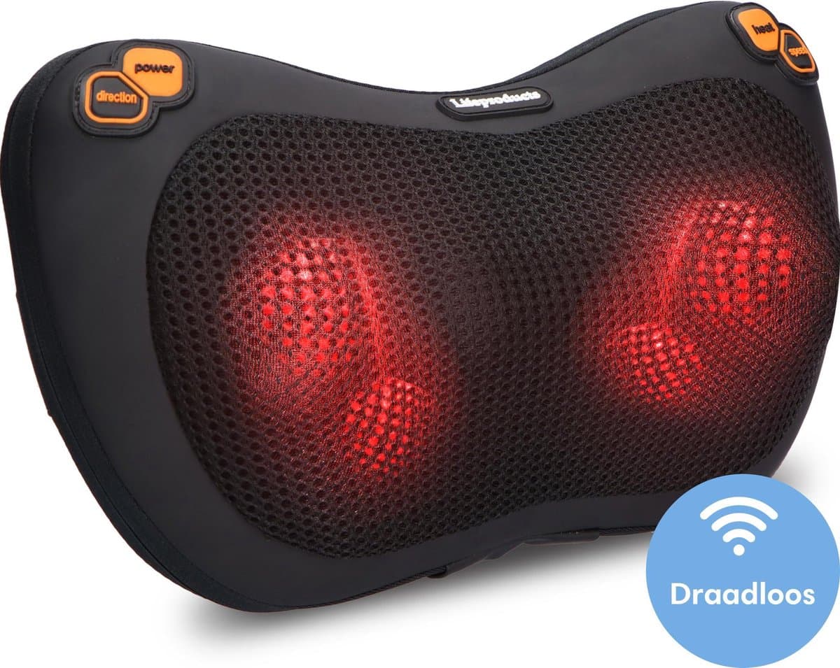 Lifeproducts Shiatsu Massagekussen Draadloos - Elektrisch Nekmassage Apparaat - Massage Apparaten - Nek en Schouder Massage Apparaat - Massageapparaten met Infrarood Verwarming - afbeelding 1