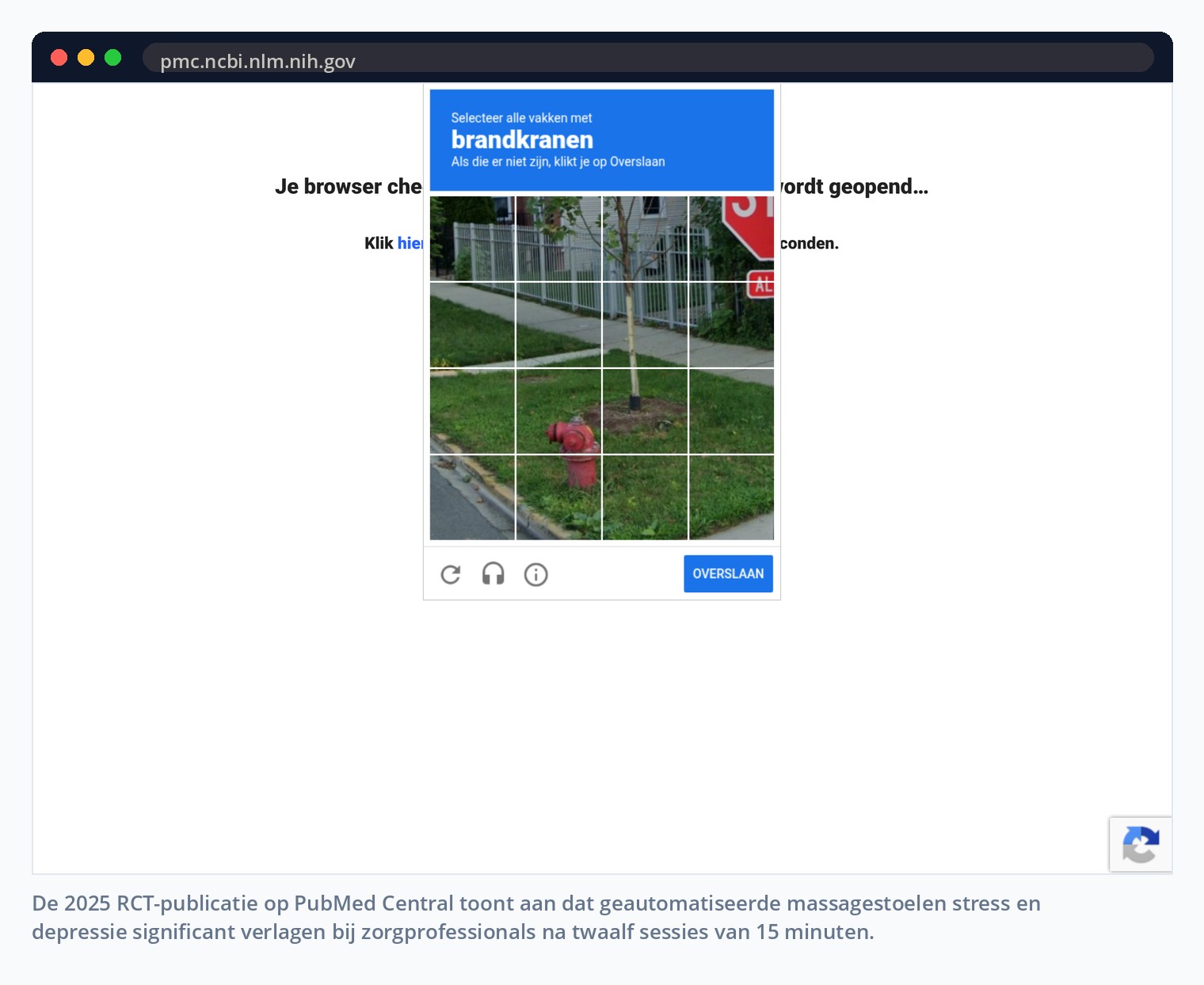 De 2025 RCT-publicatie op PubMed Central toont aan dat geautomatiseerde massagestoelen stress en depressie significant verlagen bij zorgprofessionals na twaalf sessies van 15 minuten.